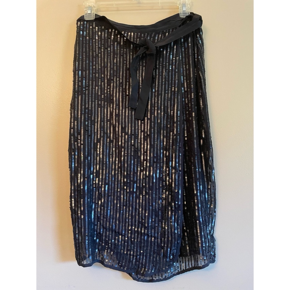 Black Silk Sequin Wrap Skirt